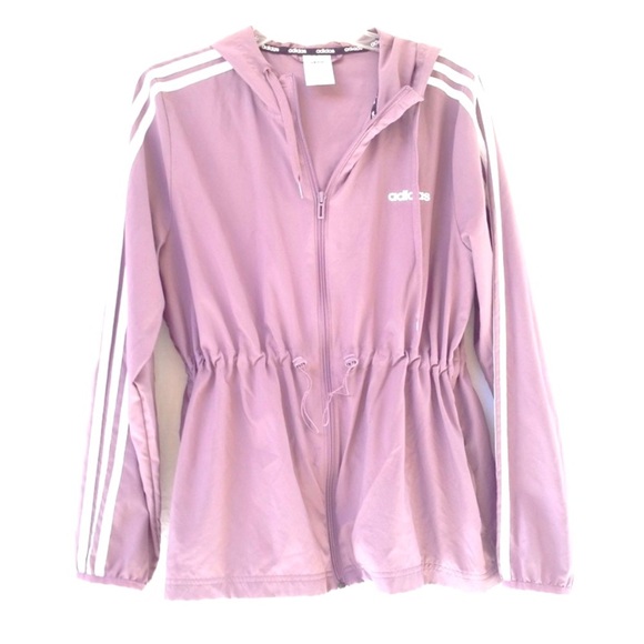 Adidas lavender zipped climalite jacket sz Small Cinched Drawstring Waist - Picture 1 of 12